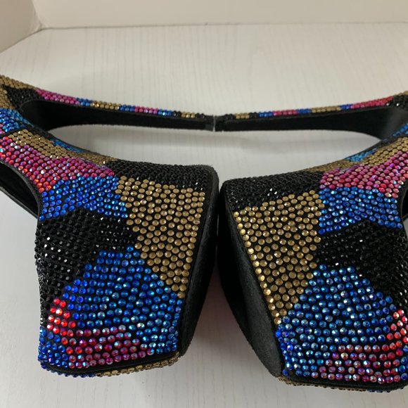 Steve Madden Platform Studded Rhinestone Colorful Heels - Picture 7 of 8